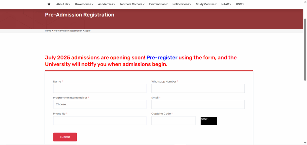 KKHSOU Pre-admission 2025 started