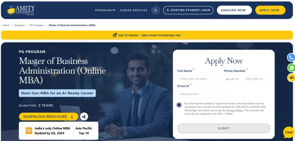 Amity University Distance MBA 