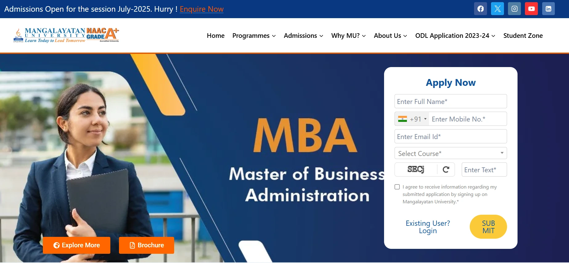 Mangalayatan University Distance MBA